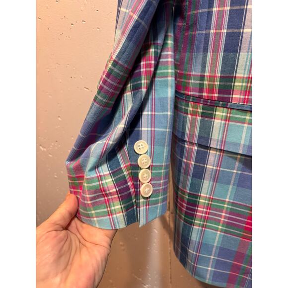 Saddlebred men’s plaid 2 button colorful blazer sport coat cotton men’s 44S - Picture 7 of 13